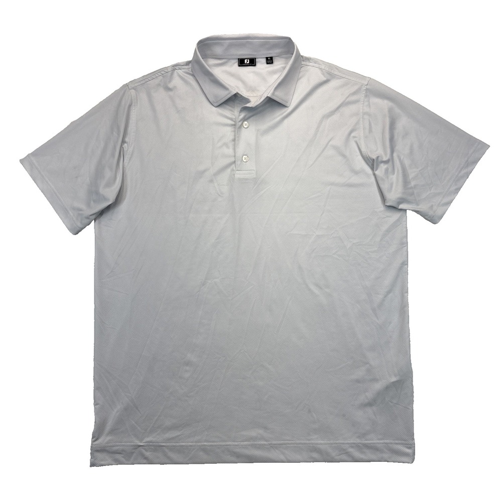FootJoy Athletic Fit Golf Polo Men's XL Silver Micro Check Short Sleeve Preppy